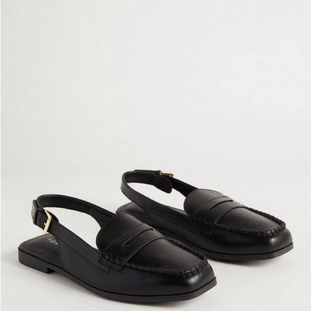 NWT Torrid Slingback Loafers –Women’s Size 12 WW, Black Faux Leather, Square Toe